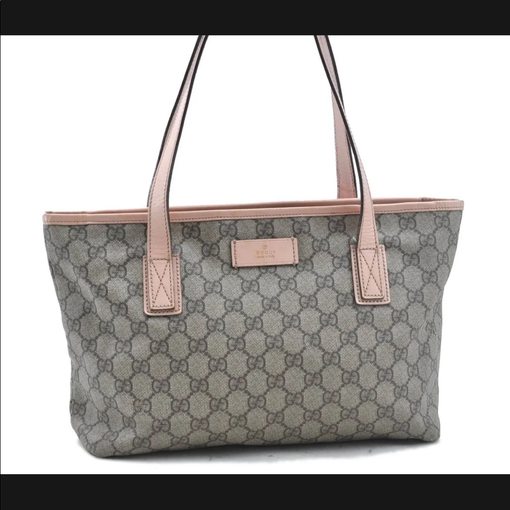 COPY - Authentic GUCCI GG PVC Leather Shoulder Tote Bag 181086 Brown Pink G4888